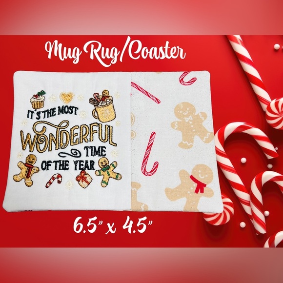 Hand Crafted Mug Rug Coaster Embroidered Cotton Fabric Padded Absorbs Liquid - Picture 3 of 8